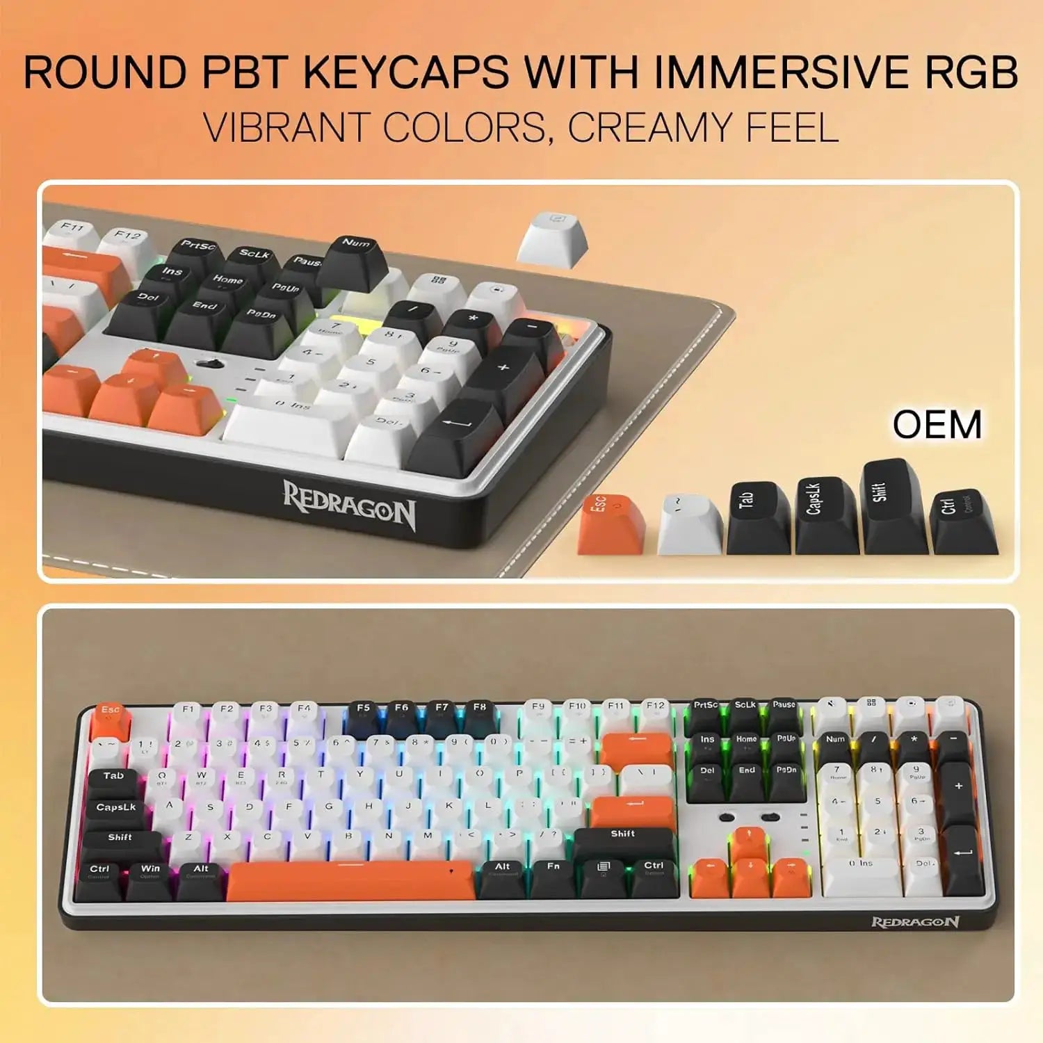 Redragon K689 PRO wireless gasket RGB gaming keyboard; 108 keys, hot-swappable, shown from two angles