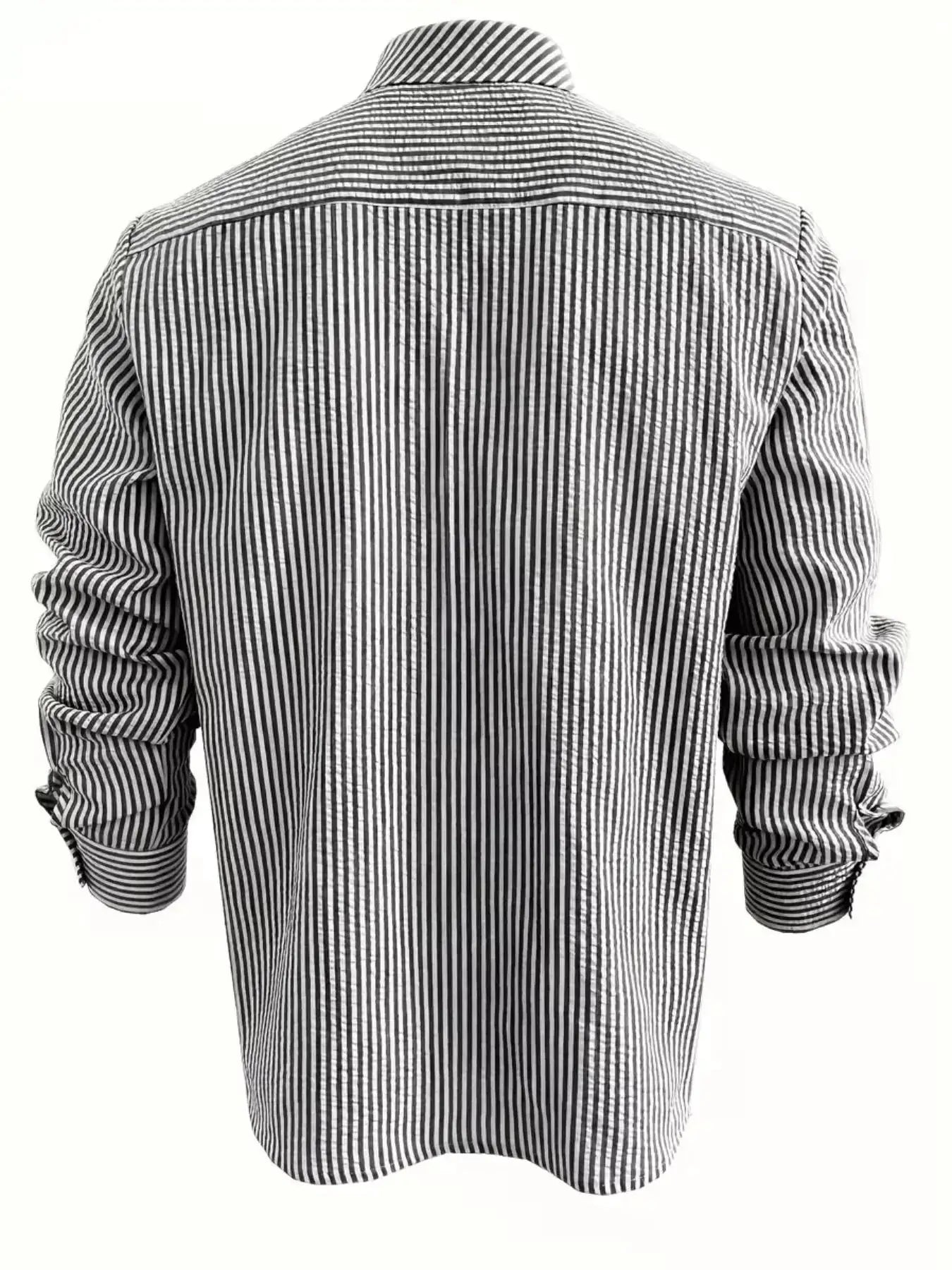 Simples Market men's striped long-sleeve shirt with loose fit in black and white vertical stripes