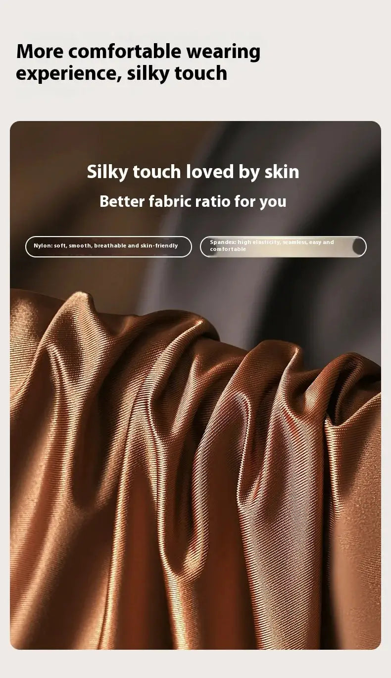 Men's ice silk boxer shorts fabric close-up in bronze satin, silky and smooth