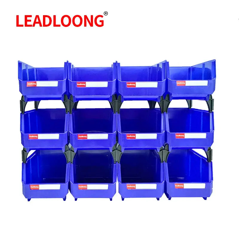 LEADLOONG V2 12-piece blue plastic bin organizer set for office desk and car storage