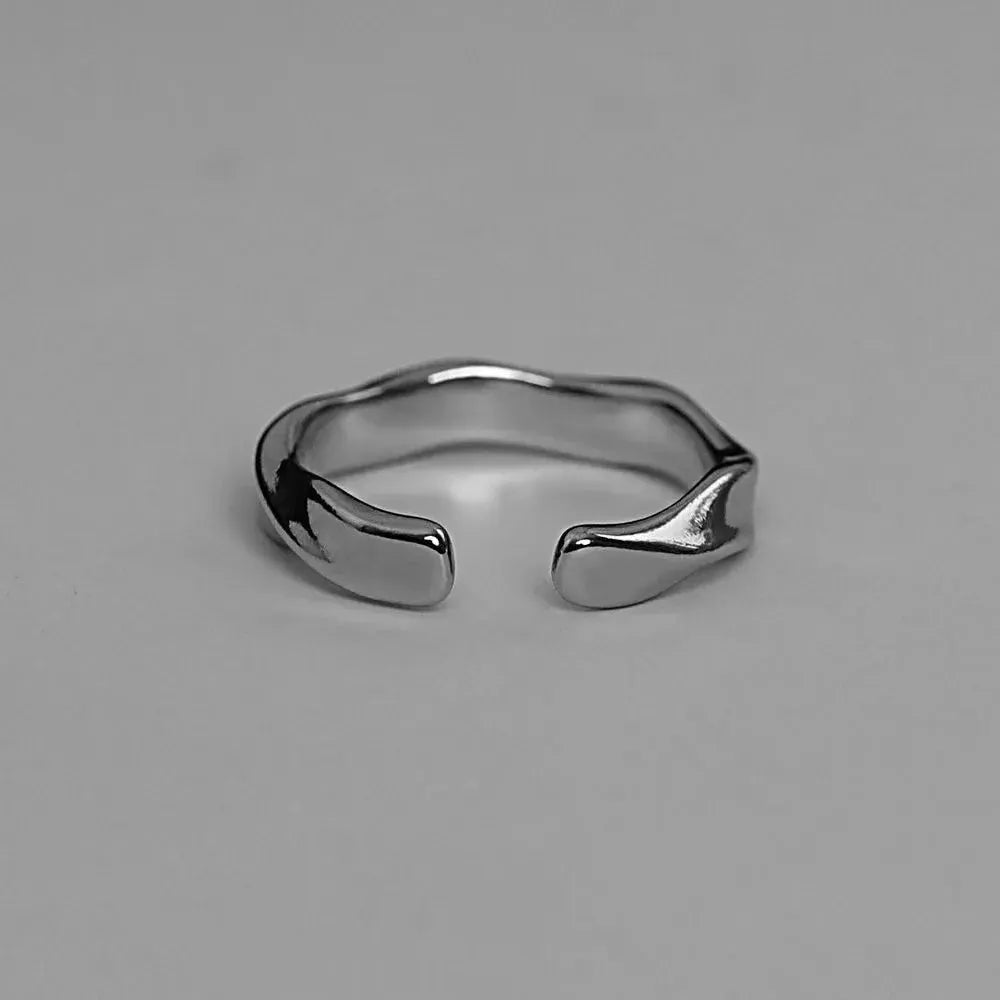 Mobius Wave Ring Silver Alloy Open Ring For Women And Men Retro Minimalist Jewelry Trend Accessory