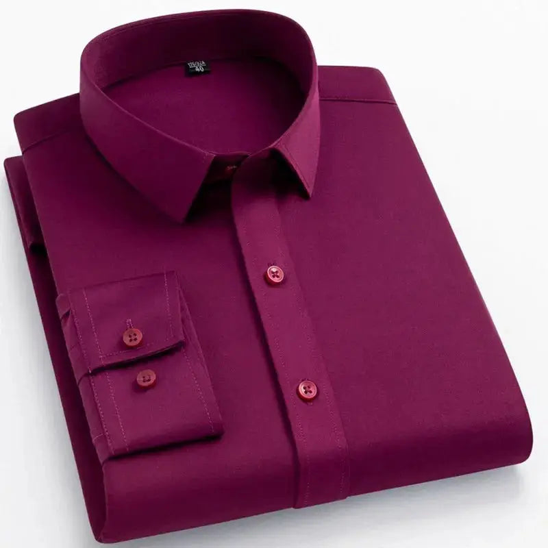 Simples Market BAMBOOPLE purple non-iron men’s dress shirt, slim fit, no pocket