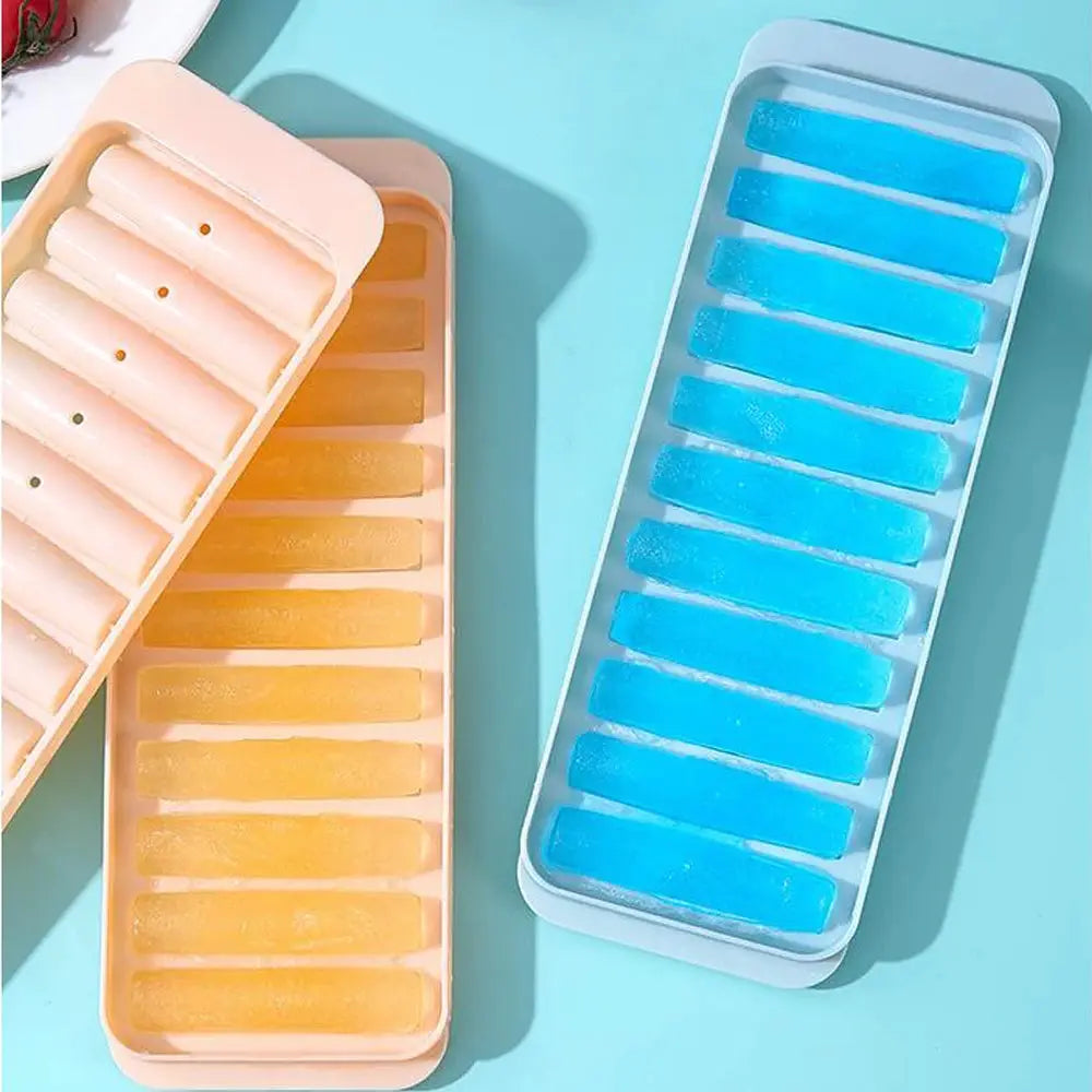 Simples Market long bar ice cube mold set; two trays in peach and blue for cocktails and beverages