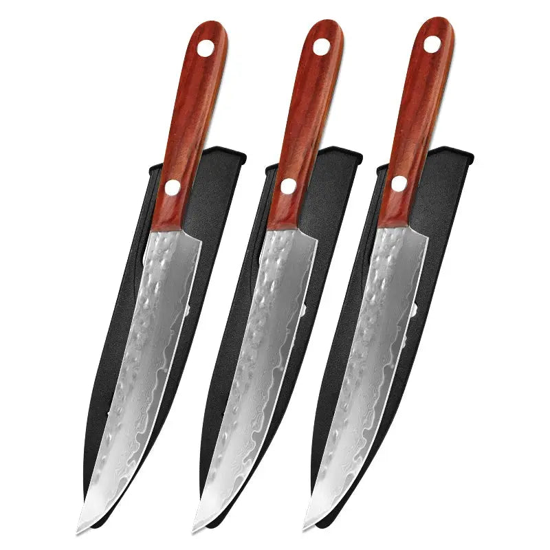Damascus Steel Paring Knife With Wooden Handle For Precise Slicing Of Meat Vegetables Fruits Kitchen Knife