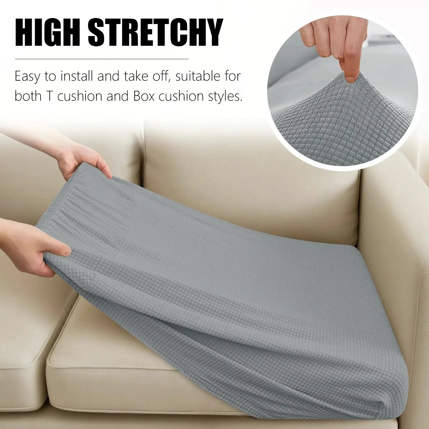 Sofa cushion cover set by Simples Market, 1–4 seat grey jacquard, waterproof couch protector