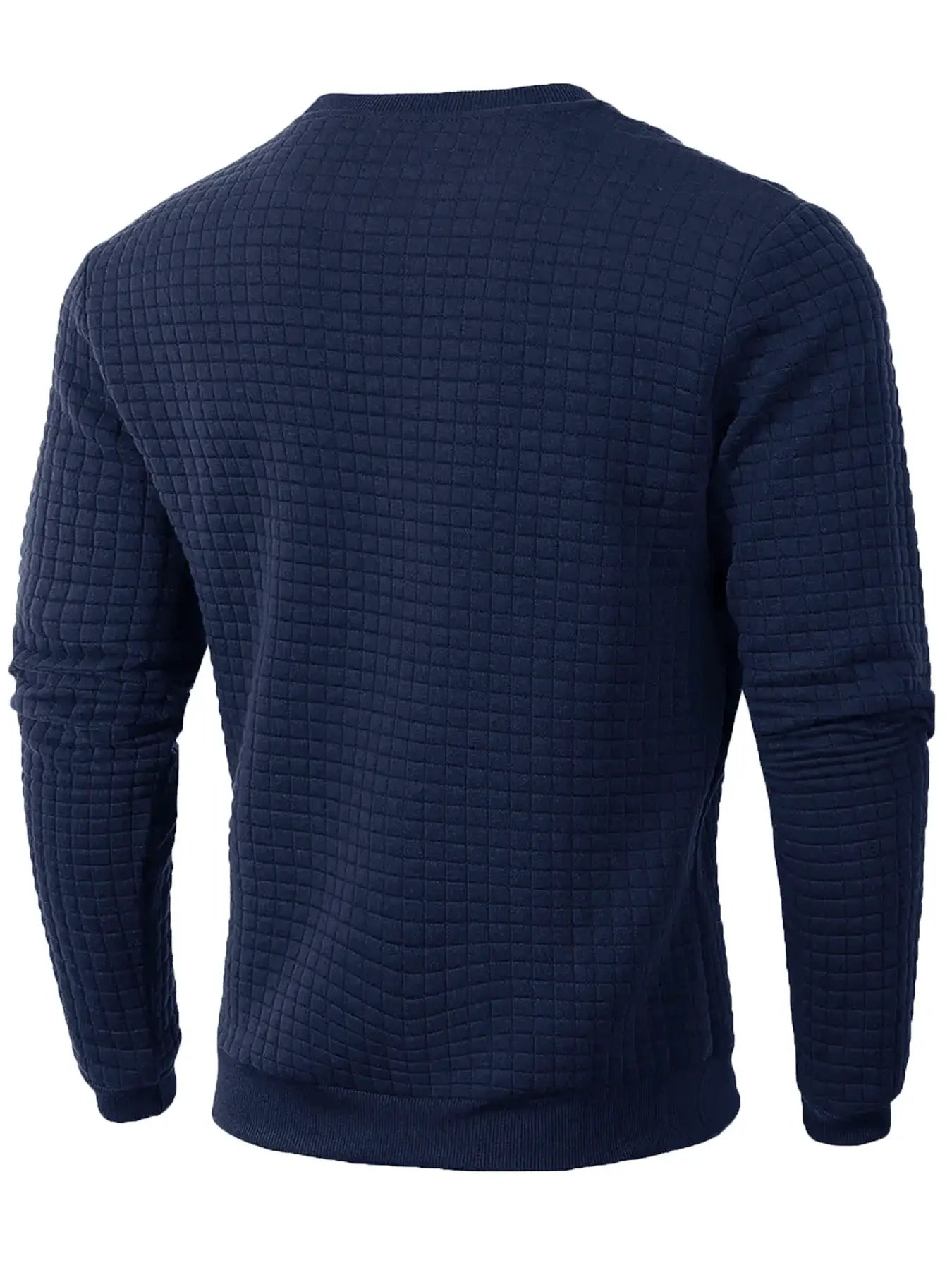 Simples Market navy quilted crew-neck men's pullover sweater with long sleeves