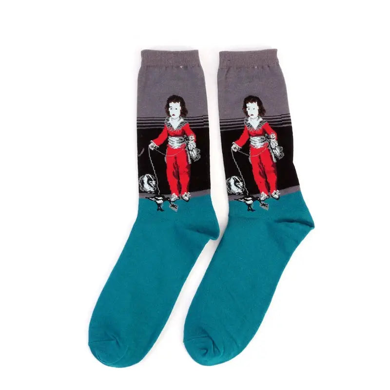 Van Gogh Mural Inspired Retro Men Socks 1 Pair Autumn Winter World Famous Oil Painting Series Funny Socks