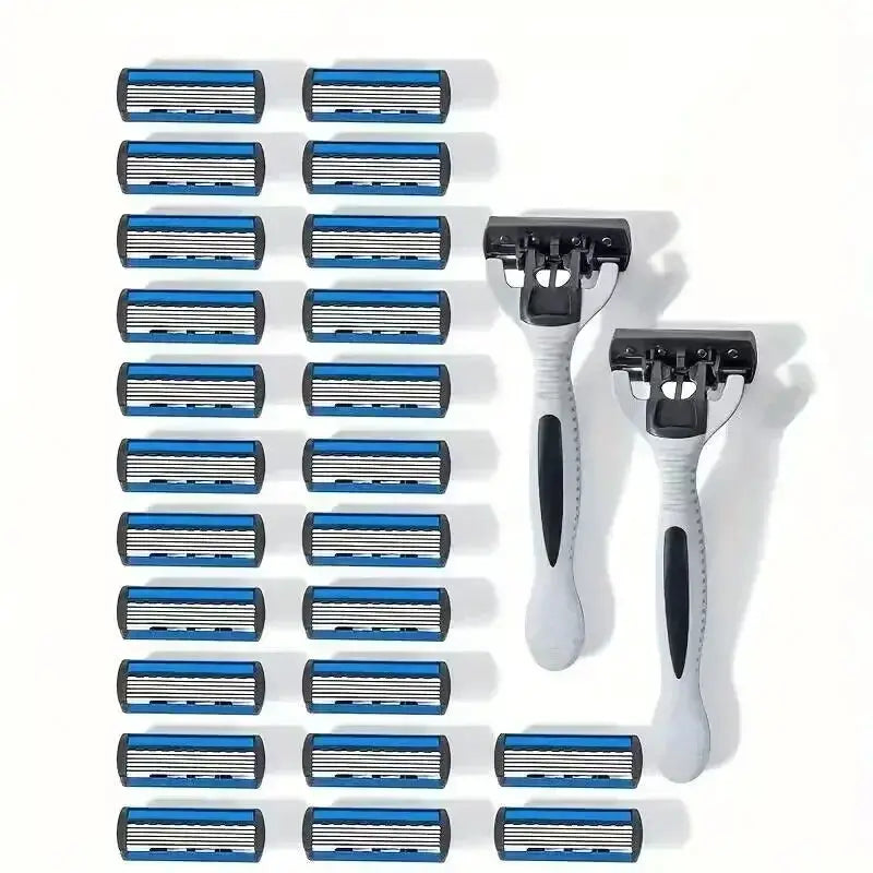 PrimeBlade Mens Safety Razor Stainless Steel Manual Razor With 6 Layer Replaceable Blades For Close Shave