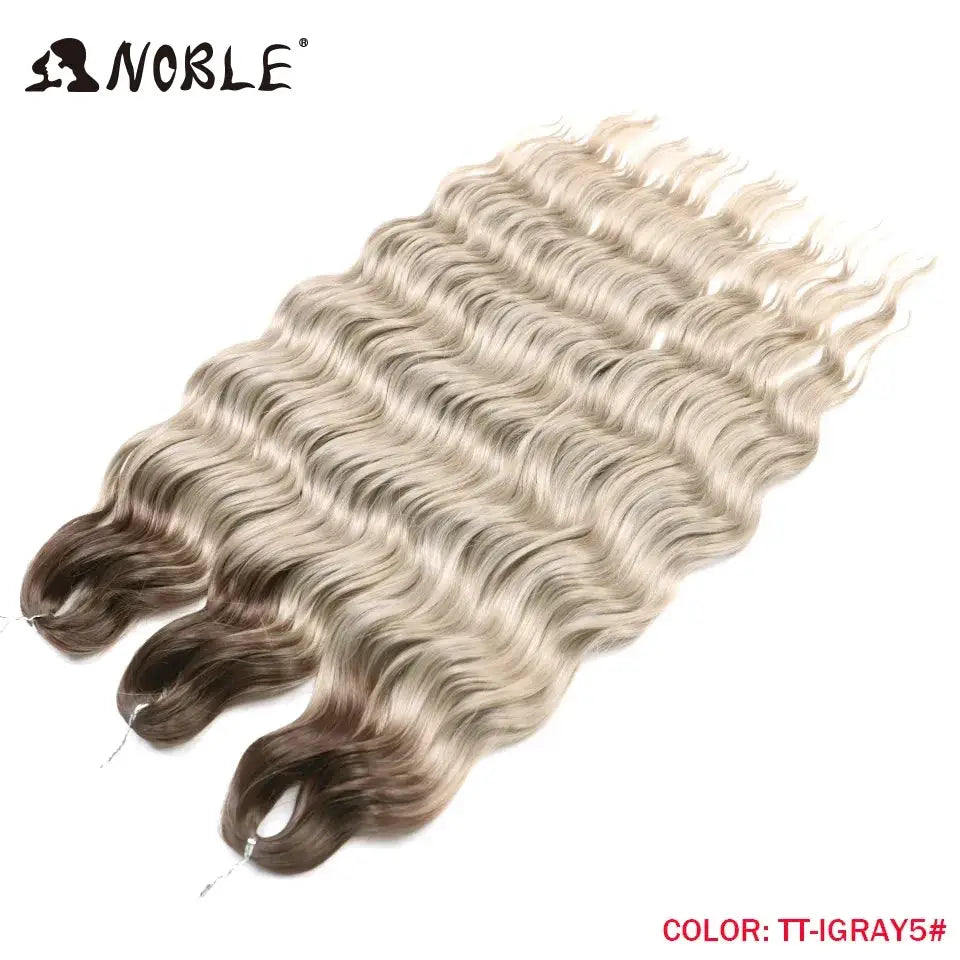Noble Hair three bundles of synthetic loose deep-wave 24-inch braiding extensions in blonde-to-brown ombre