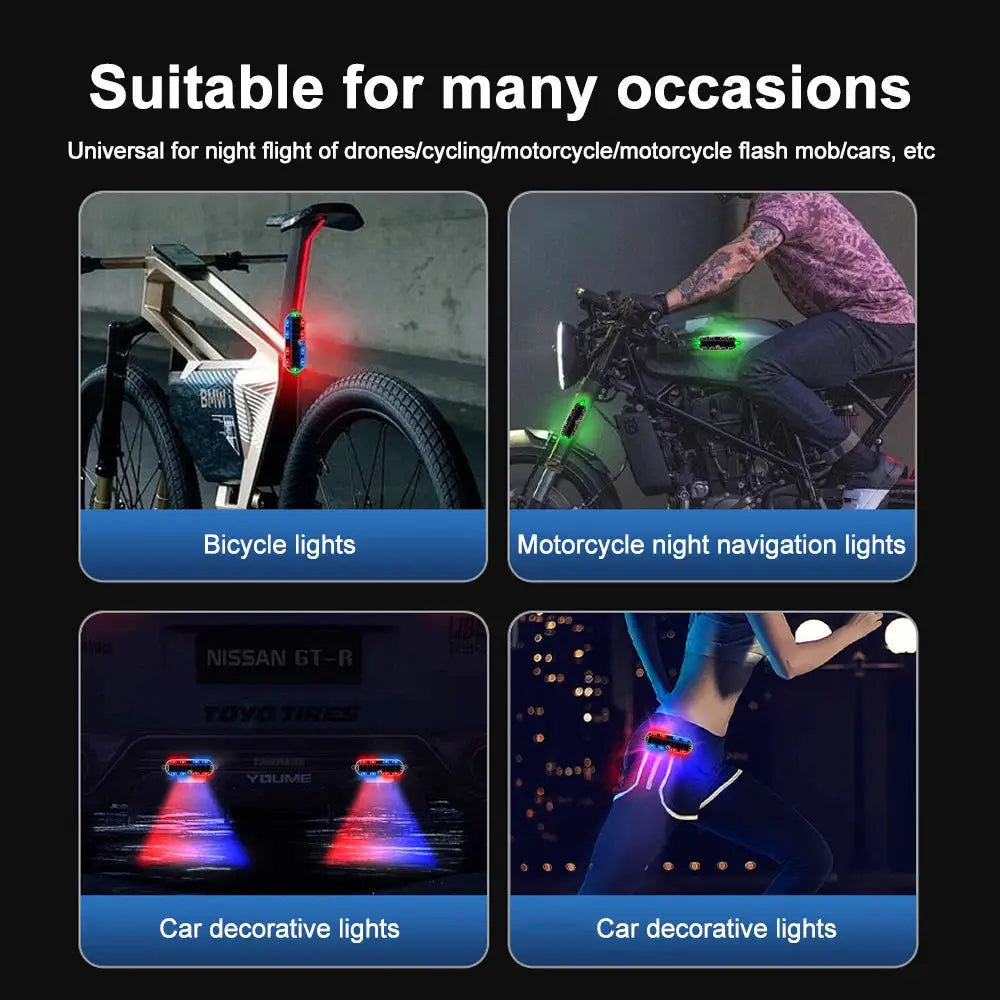 Solar LED Warning Light Strobe Flashing Safety Beacon For Motorcycles Cars Bicycles Anti Theft Auto Parking Rear Light