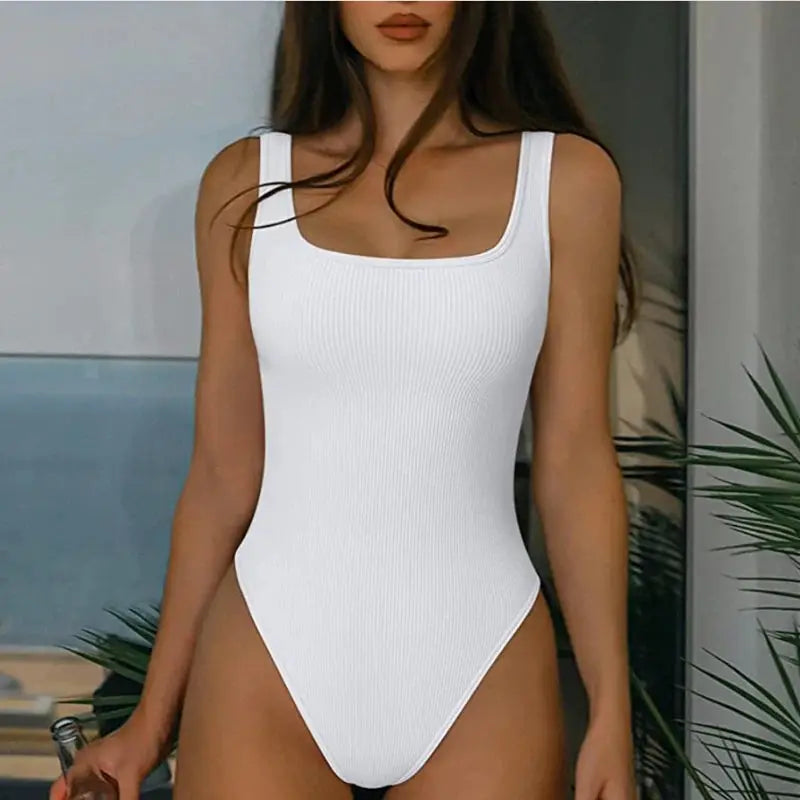 Guudia Ribbed Tummy Jumpsuit Daily Shaper Bodysuit With Light Control Open Crotch Wire Free Shapewear