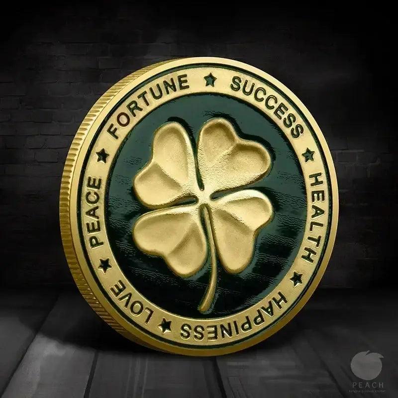 Double Sided Lucky Coin From Four Leaf And Elephant Collection Commemorative Coin For Happiness Success Health And Peace