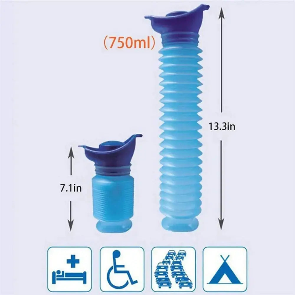 Portable Urinal Bucket for Outdoor Use and Travel Unisex Reusable Shrinkable Emergency Camping Toilet