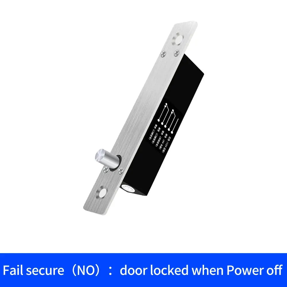 Mini DC12V silver electric bolt lock with metal strike plate for cabinet doors; normally open/closed mode