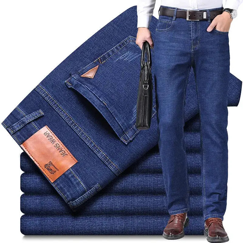 Men's blue denim jeans with stretch, slim-fit casual trousers by Simples Market