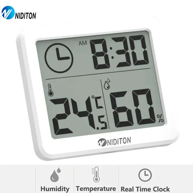 NIDITON Digital Clock Desk Clock With Temperature And Humidity Wall Clock For Home Office Kitchen Decor