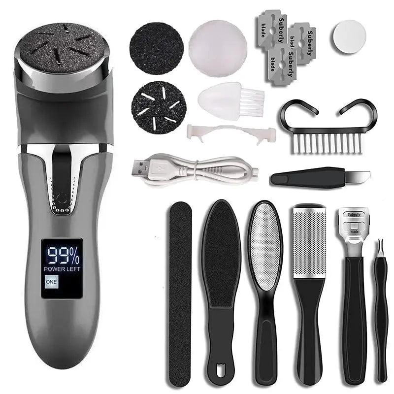 Simples Market electric pedicure tool with multiple foot care attachments and USB charging.