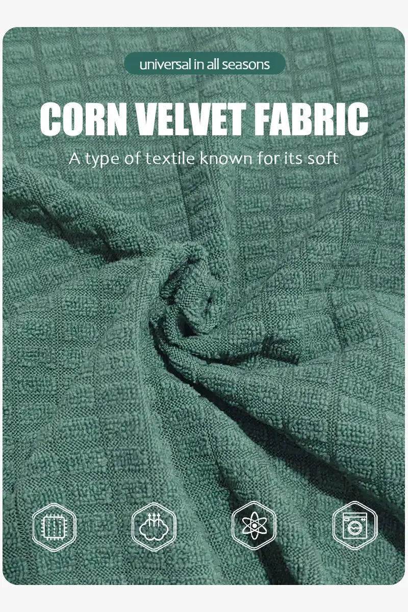 Simples Market 1–4 seat sofa cushion cover set in teal corn velvet fabric; waterproof jacquard slipcover