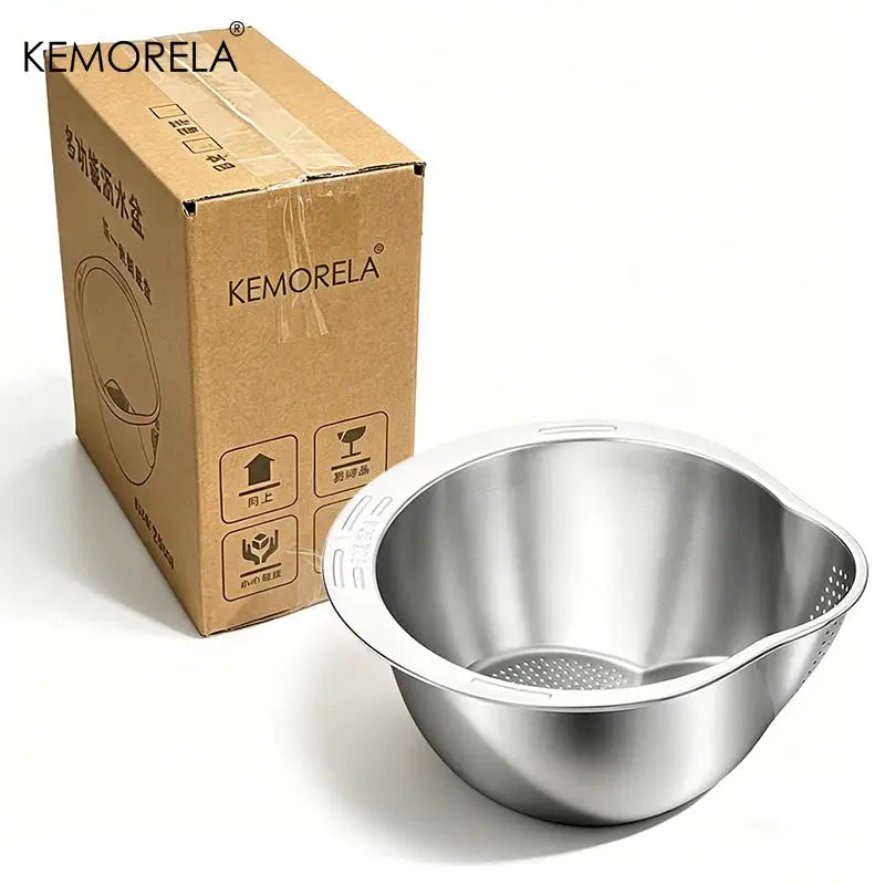 Stainless Steel 304 Rice Washer Strainer Bowl For Rice Washing And Fruit And Vegetable Colander Kitchen Tools