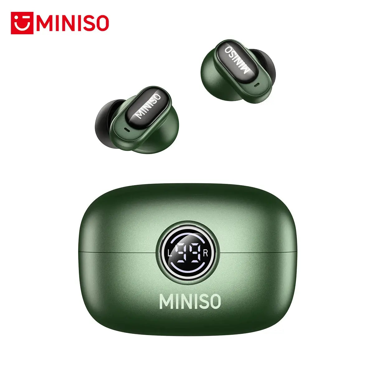 MINISO MS105 wireless in-ear earbuds green pair with charging case