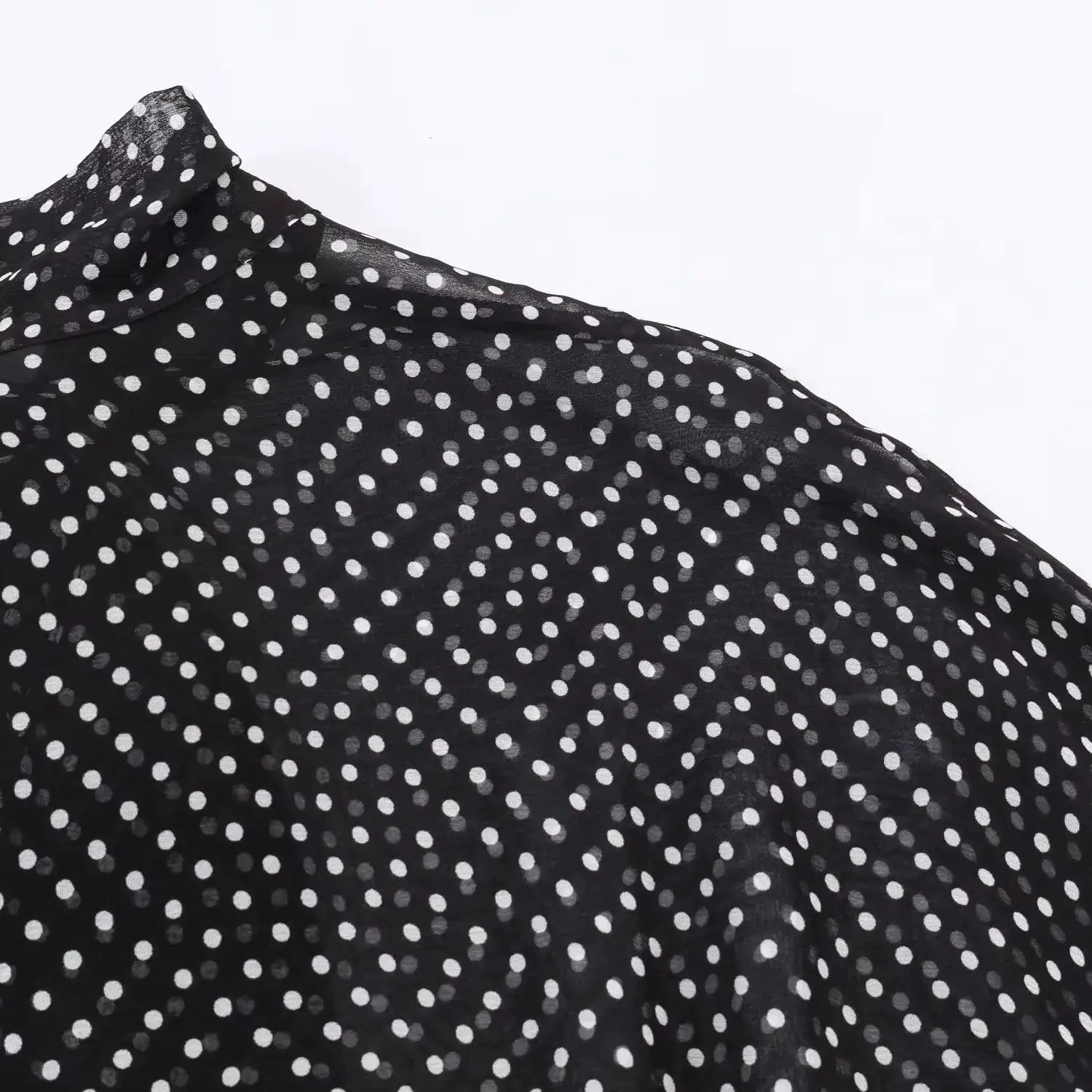 Polka Dot Two Piece Outfits For Women Bow Tie Blouse And Midi Skirt