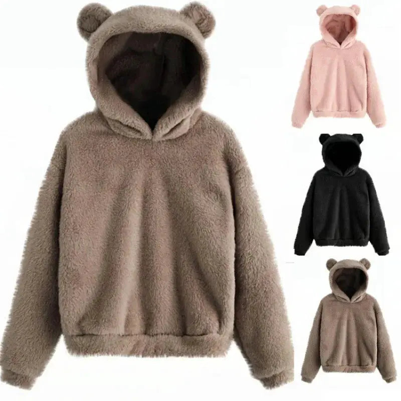 CozyNest Rabbit Ear Hoodie Sweatshirt For Women In Heavyweight Fleece Autumn Winter Warmth And Plush Comfort