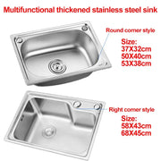 Two 304 stainless steel wall-hung kitchen sinks with brackets, round corner and right corner styles, Simples Market