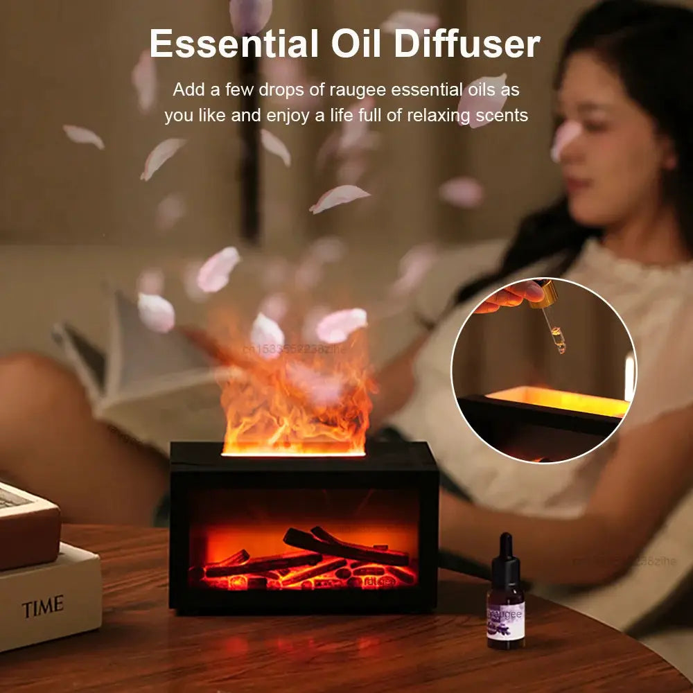 Fireplace Humidifier Aroma Flame Diffuser For Home Room With Essential Oil Aromatherapy
