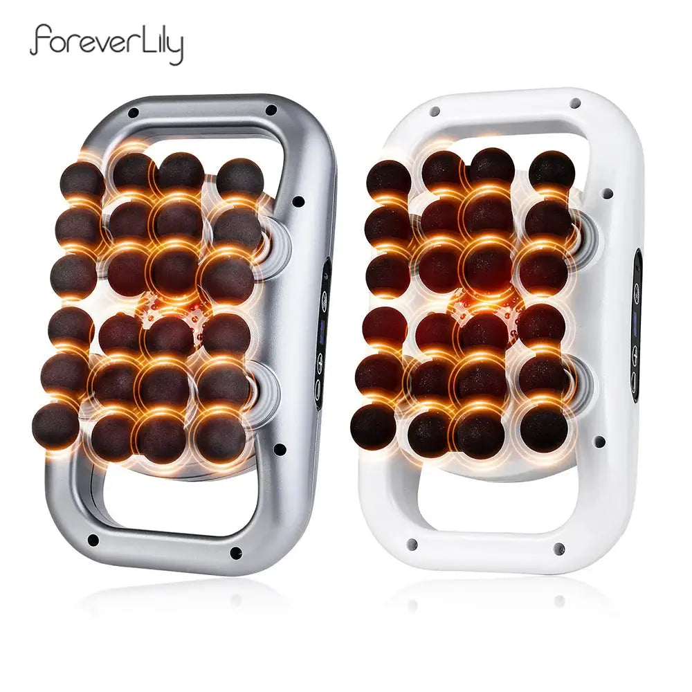 30-head body massage gun by ForeverLily in silver and white, two units