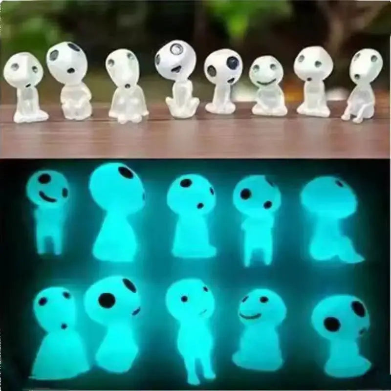 10pc glow-in-the-dark princess-shaped miniature landscape garden decorations by Simples Market, white translucent plastic