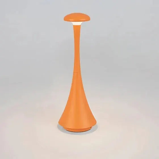 Mushroom Table Lamp, orange USB-C rechargeable wireless touch night light for bedroom and home