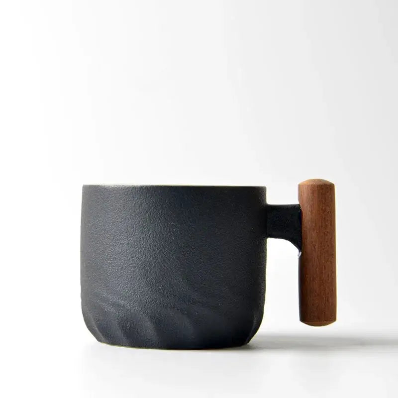 Creative Handmade Exquisite Vintage Coffee Cup With Wooden Handle Porcelain Mug For Home Kitchen Bar