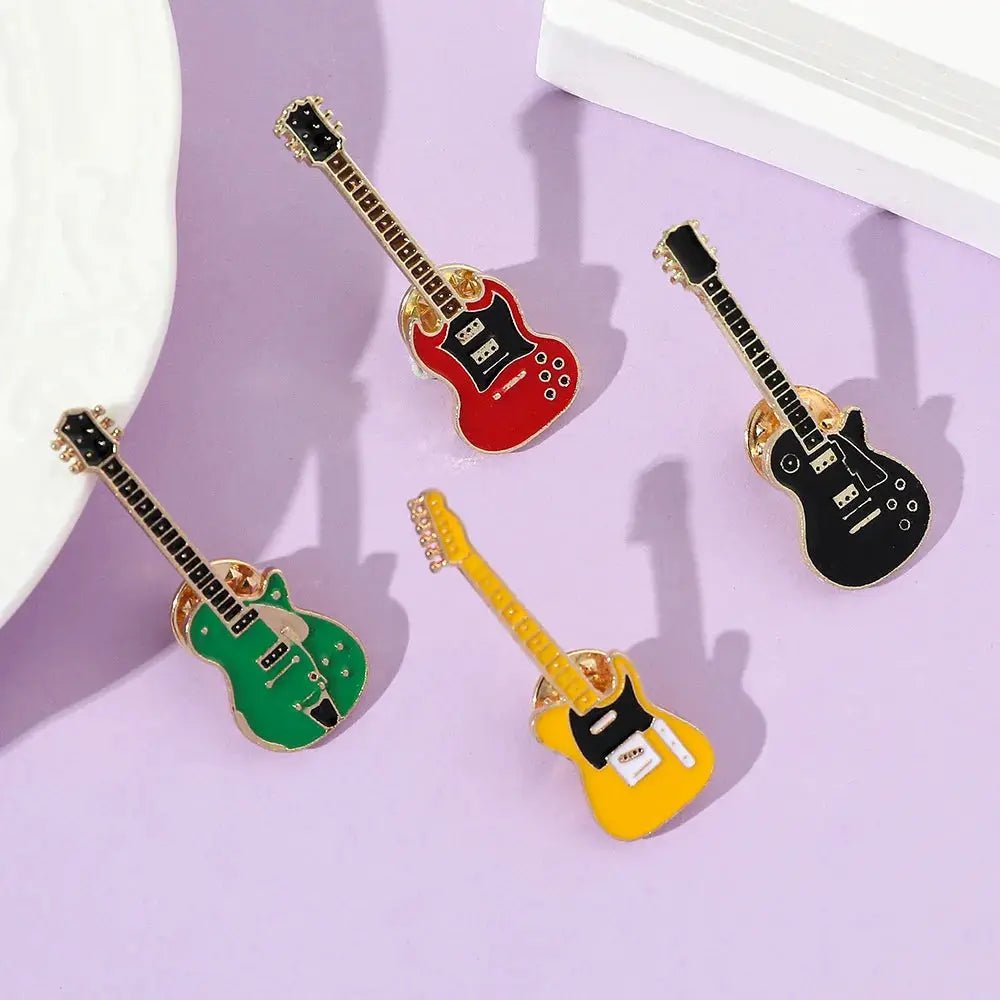 ZAKOL Vintage Metal Enamel Guitar Brooch Unisex Fashion Pin Gift For Men Women Musical Instrument Accessory - Simples Market