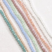 Crystal glass rondelle beads, 4mm faceted spacers in pastel colors, pack of 120 beads on 8 strands