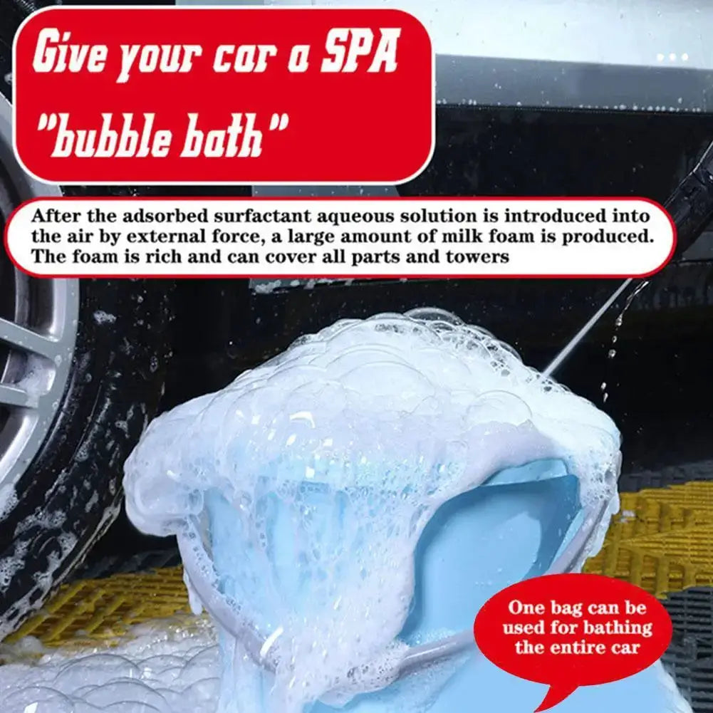 Simples Market 100ml car cleaning foam liquid; high-concentration auto wash with thick white foam on a blue wash tool