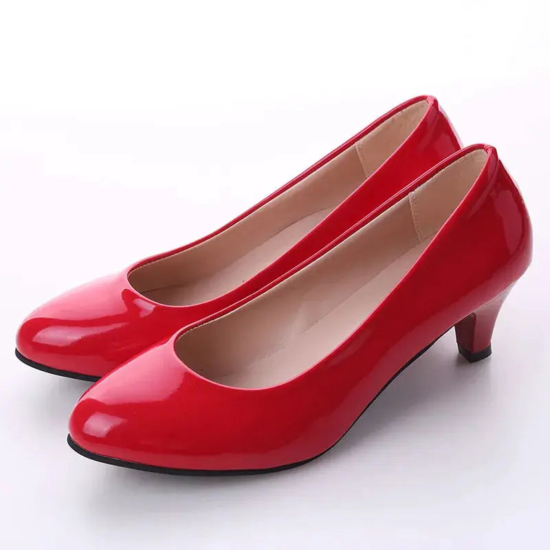 GraceStep Nude Pumps For Women Medium Heel Slip On Dress Shoes Sleek PU Comfort For Office And Parties