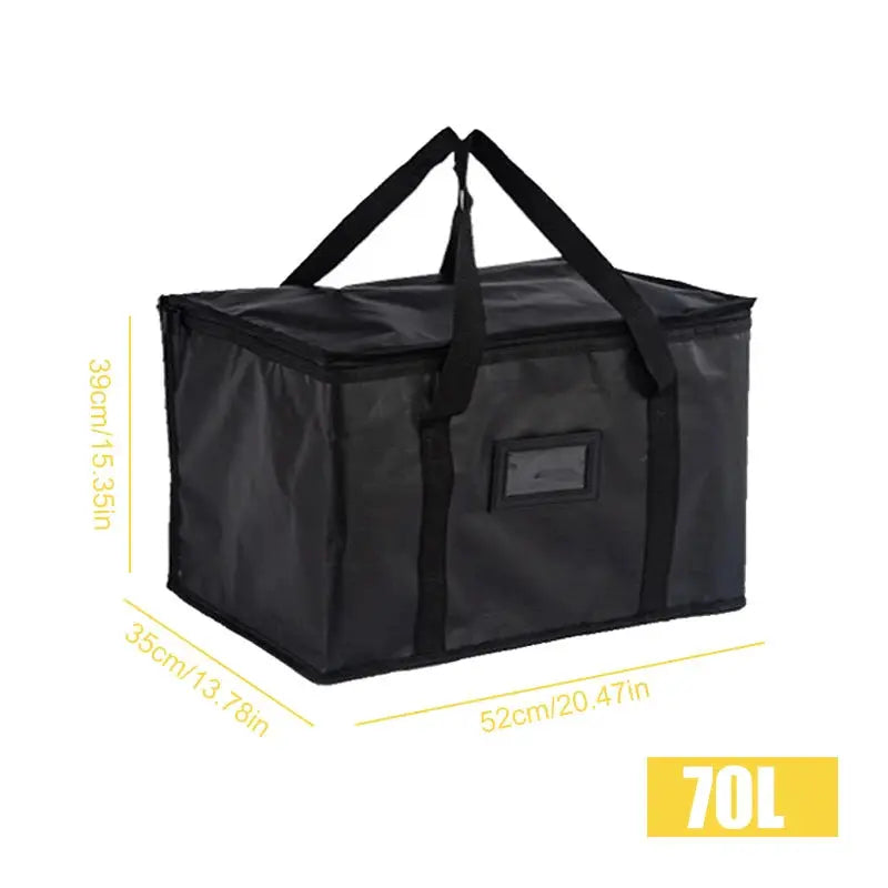 Simples Market portable large insulated food delivery bag, black thermal cooler 70L with top handles