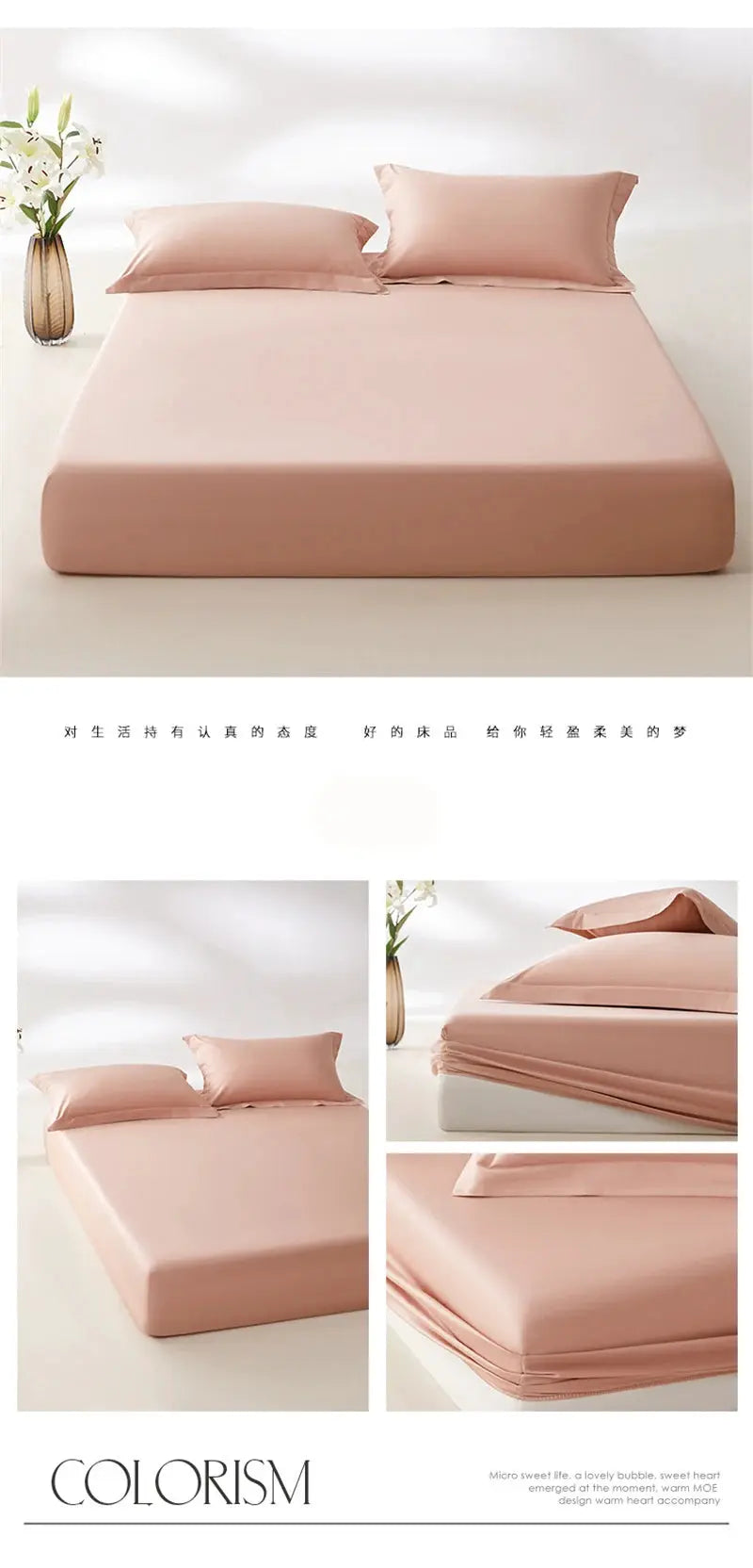Simples Market 100% Egyptian cotton fitted sheet in blush pink with elastic corners for 140/160/200 cm beds