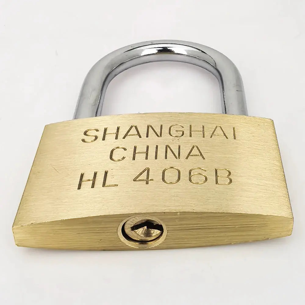 Copper padlock with silver shackle, engraved SHANGHAI CHINA HL 406B