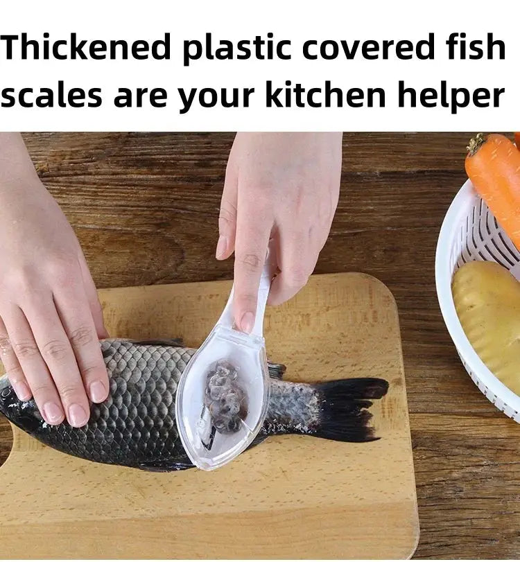AquaEase Fish Scale Scraper With Lid Hygienic Splash Free Manual Descaling Tool With Ergonomic Handle