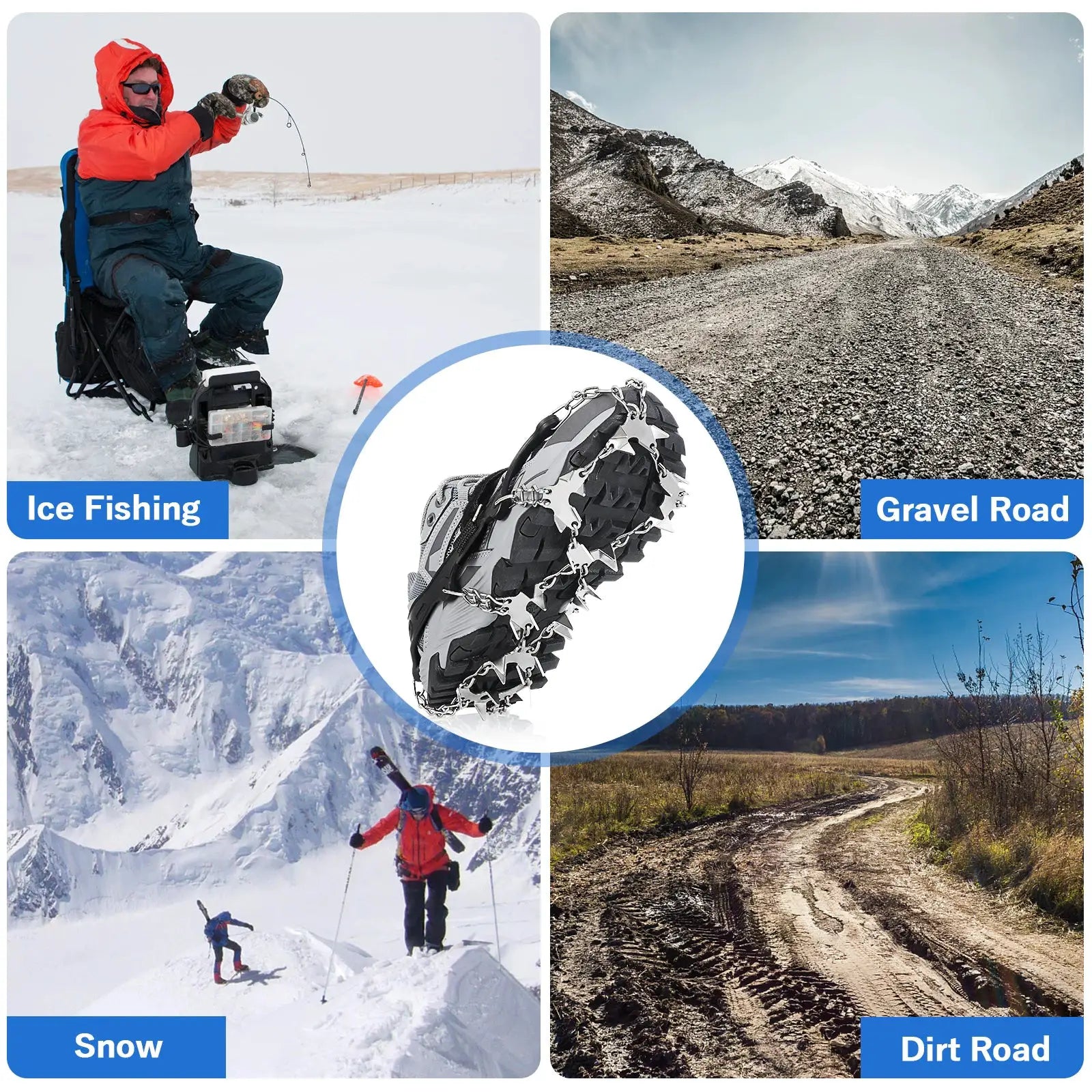 Tomshoo 32-teeth ice gripper spikes for shoes by Simples Market, anti-slip crampons for hiking in snow