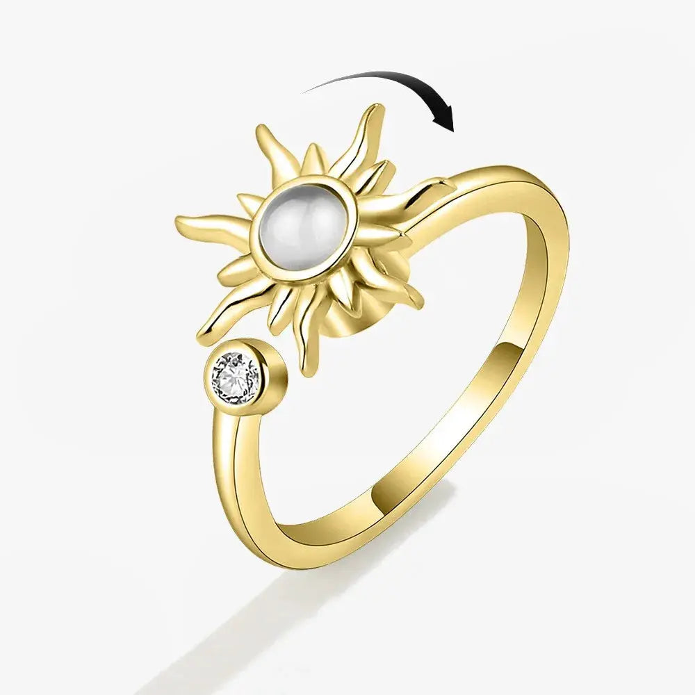 SMJEL Fidget Spinner Ring for Women Crystal Flower Eye Butterfly Animal Motifs Stress Relief Wedding Jewelry