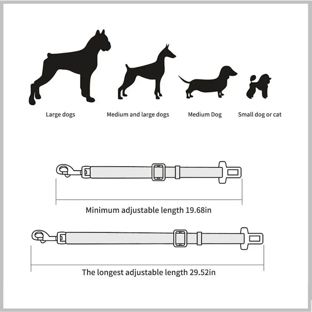 Adjustable Pet Car Seat Belt For Cats And Dogs Safe Vehicle Harness Lead Clip Secure Pet Restraint