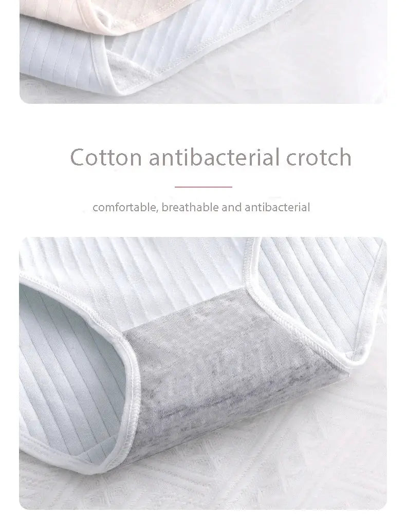 Women's cotton underwear briefs, white high-waist with antibacterial crotch panel by Simples Market