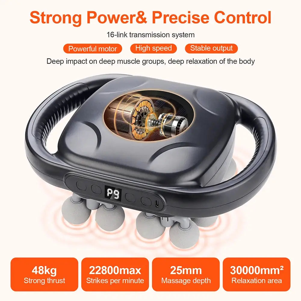 Simples Market 16-Head Fascia Gun massager with high-frequency vibration for back/neck/shoulders, black portable device