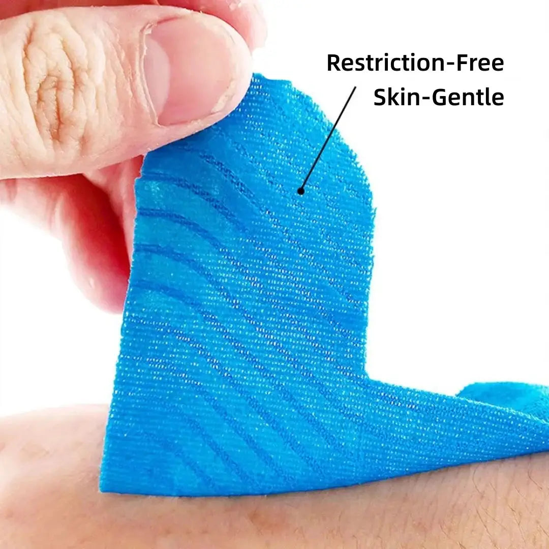 Kinesiology tape, pre-cut for knee and posterior thigh, blue, 1 piece