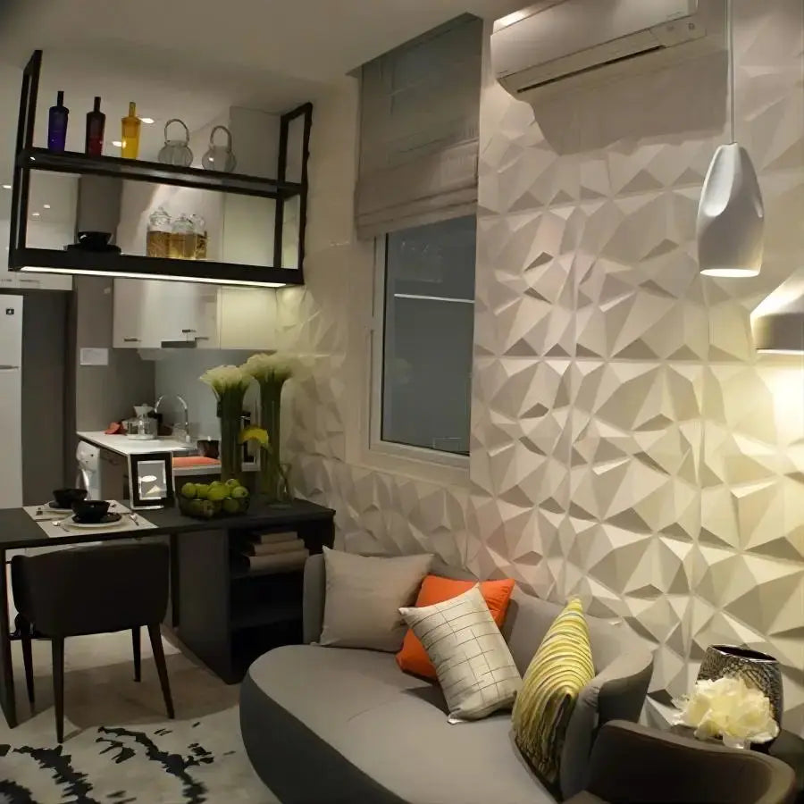 Simples Market 3D textured wall panels, indoor use, 30x30 cm, 12/20pcs, white geometric wall decor