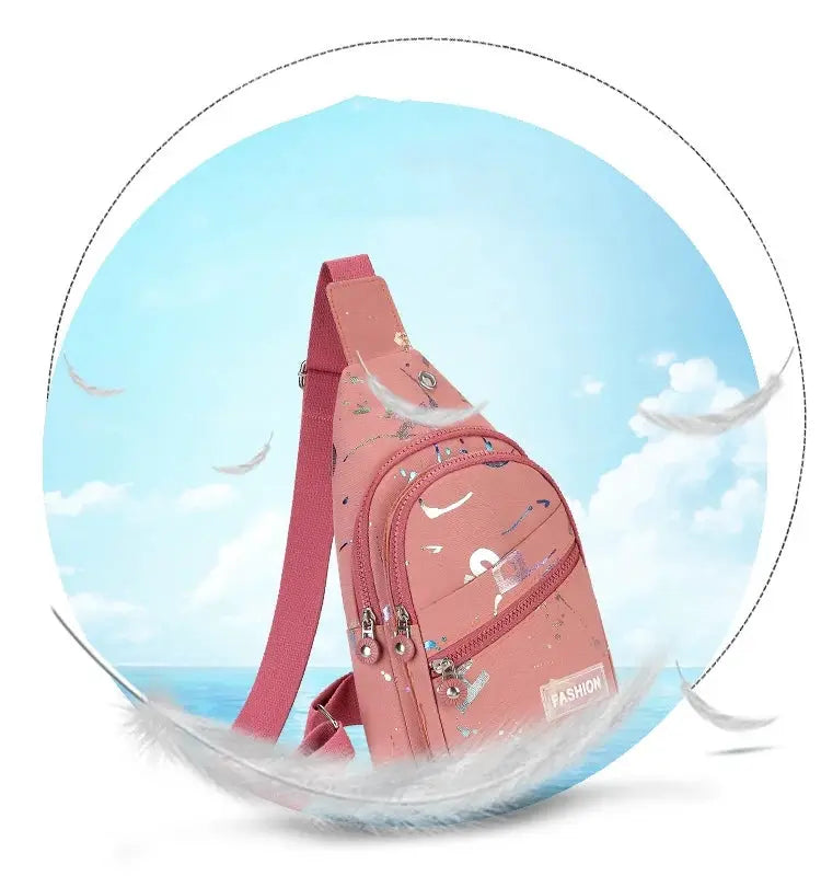Simples Market pink chest bag crossbody sling backpack for women with splash pattern