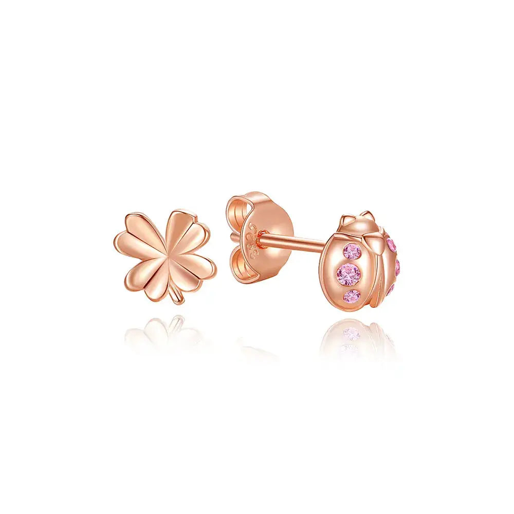 925 Sterling Silver Stud Hoop Earrings For Women Crystal Zircon Rose Gold Crown Heart Infinity Bee Design Jewelry