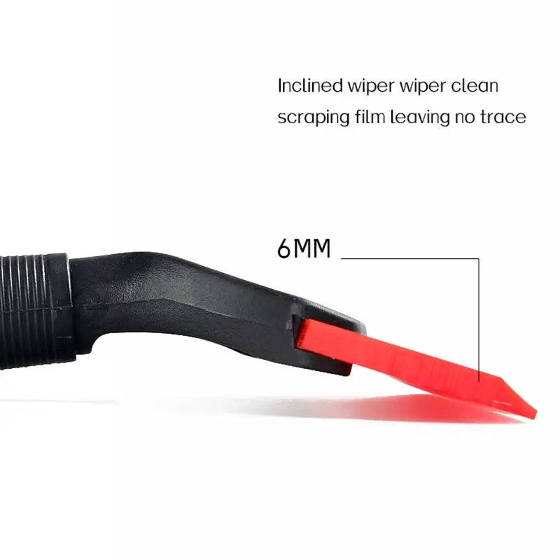 Automotive window film scraper by Simples Market with black handle and red 6mm blade